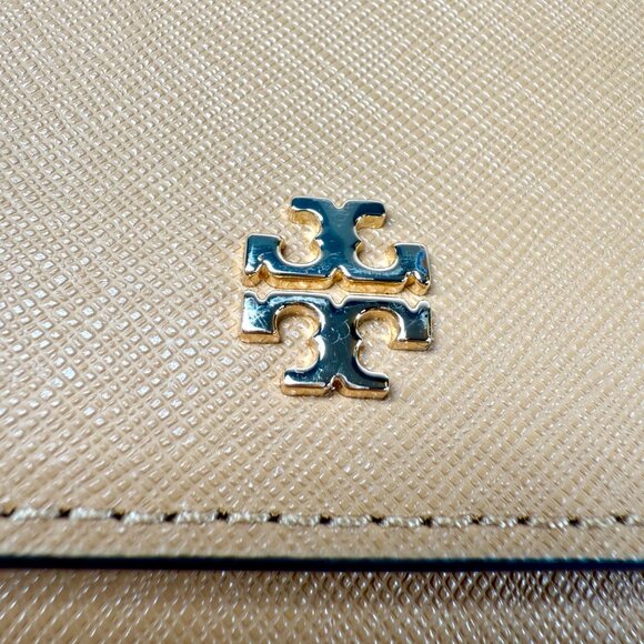 Tory Burch Emerson Chain Wallet Crossbody Tan 5" x 8" Purse Handbag w/ Dust Bag - Picture 8 of 13